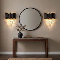 Ethereal Modern Black Crystal Wall Sconce