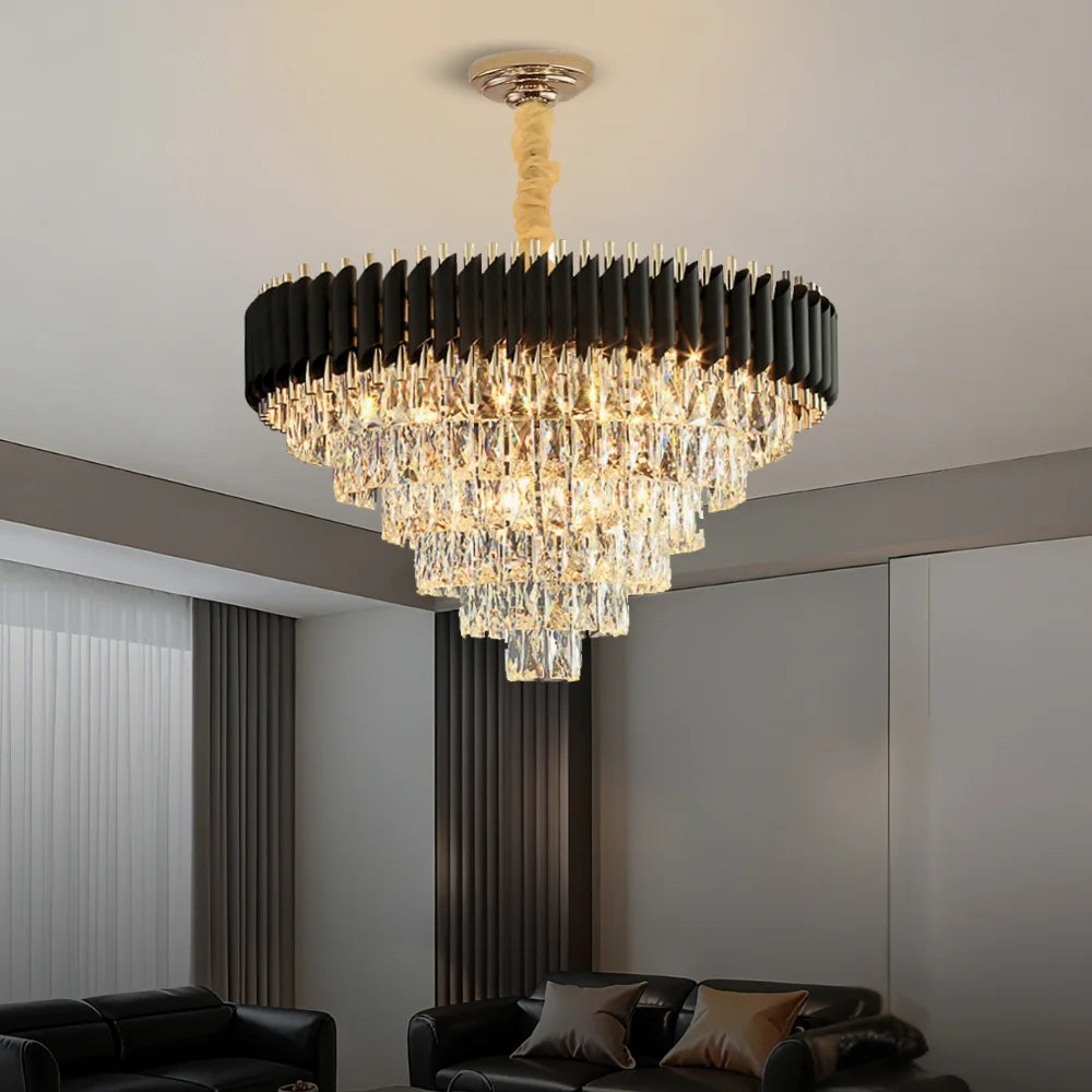 gold and black chandelier