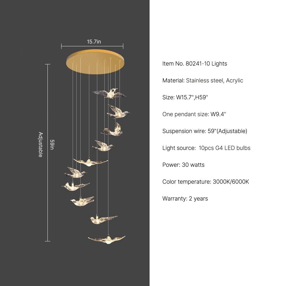 glass bird chandelier
