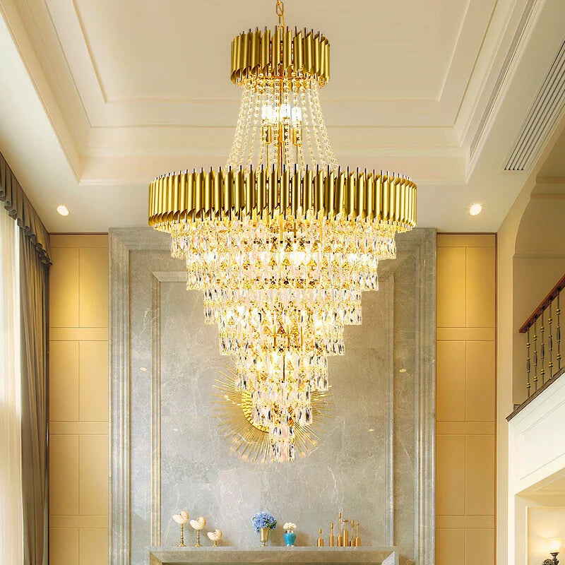 gold and black chandelier