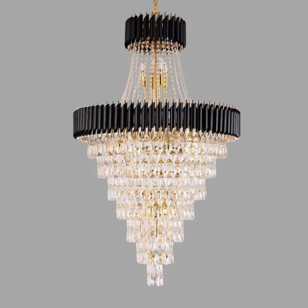 gold and black chandelier