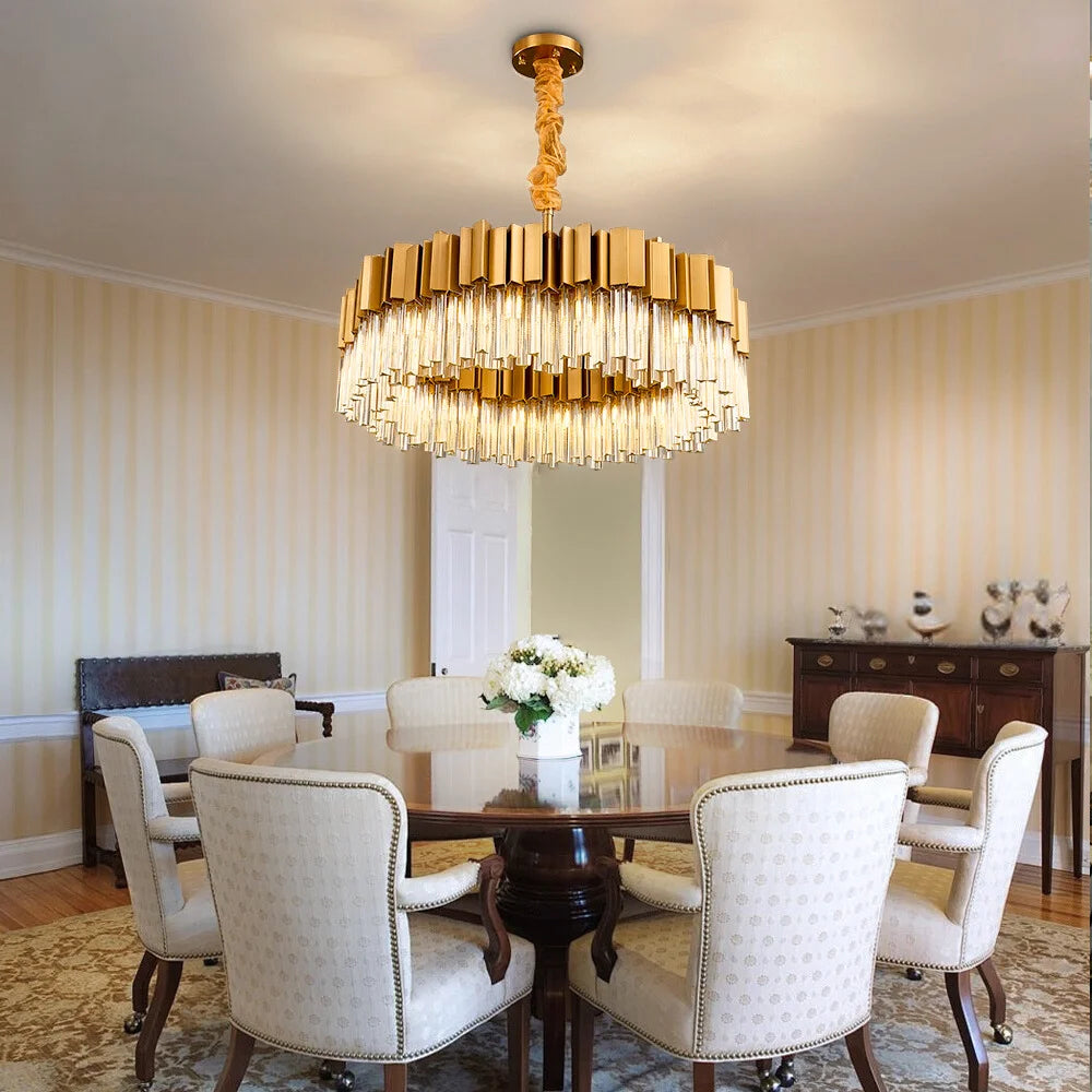 gold and crystal chandeliers