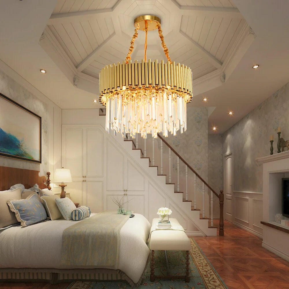 gold and crystal chandeliers