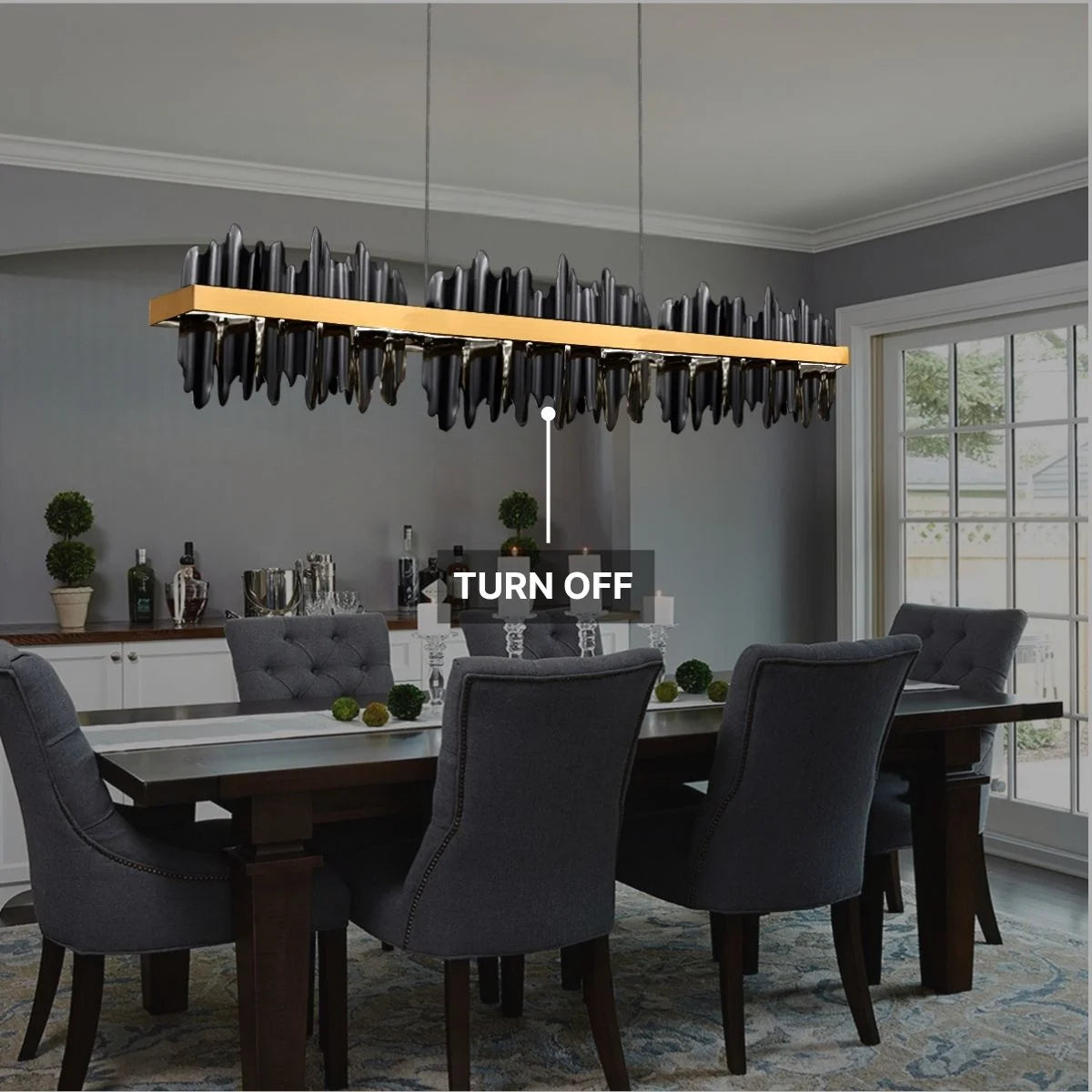 gold ceiling light for dining space
