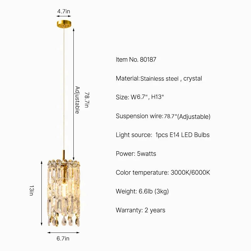 gold crystal pendant light