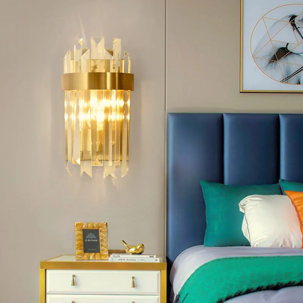 gold crystal wall sconce