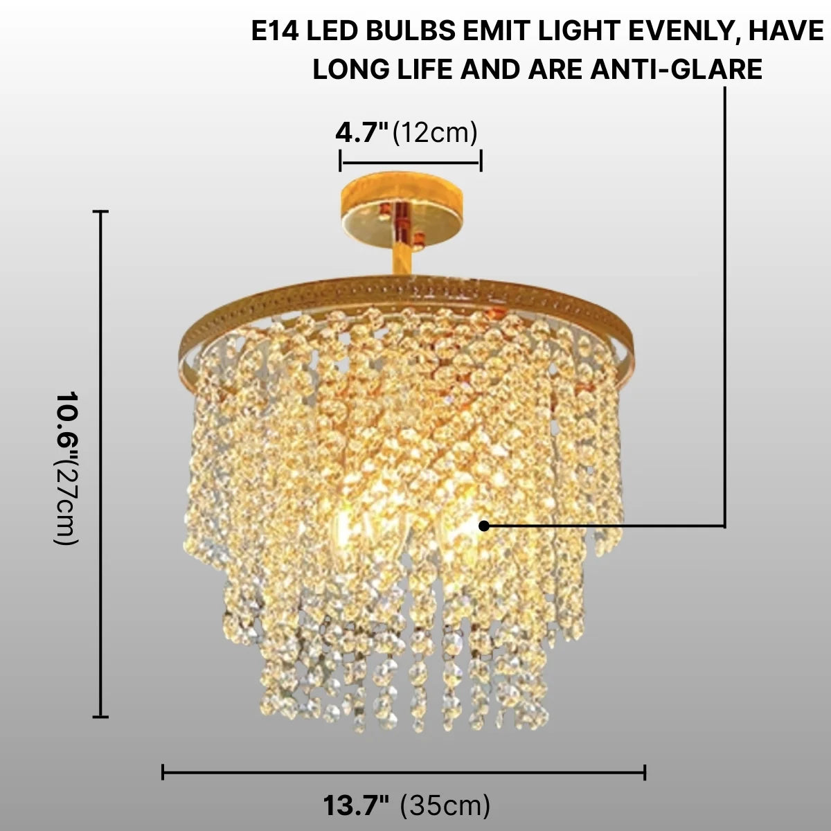 gold drum chandelier with crystals