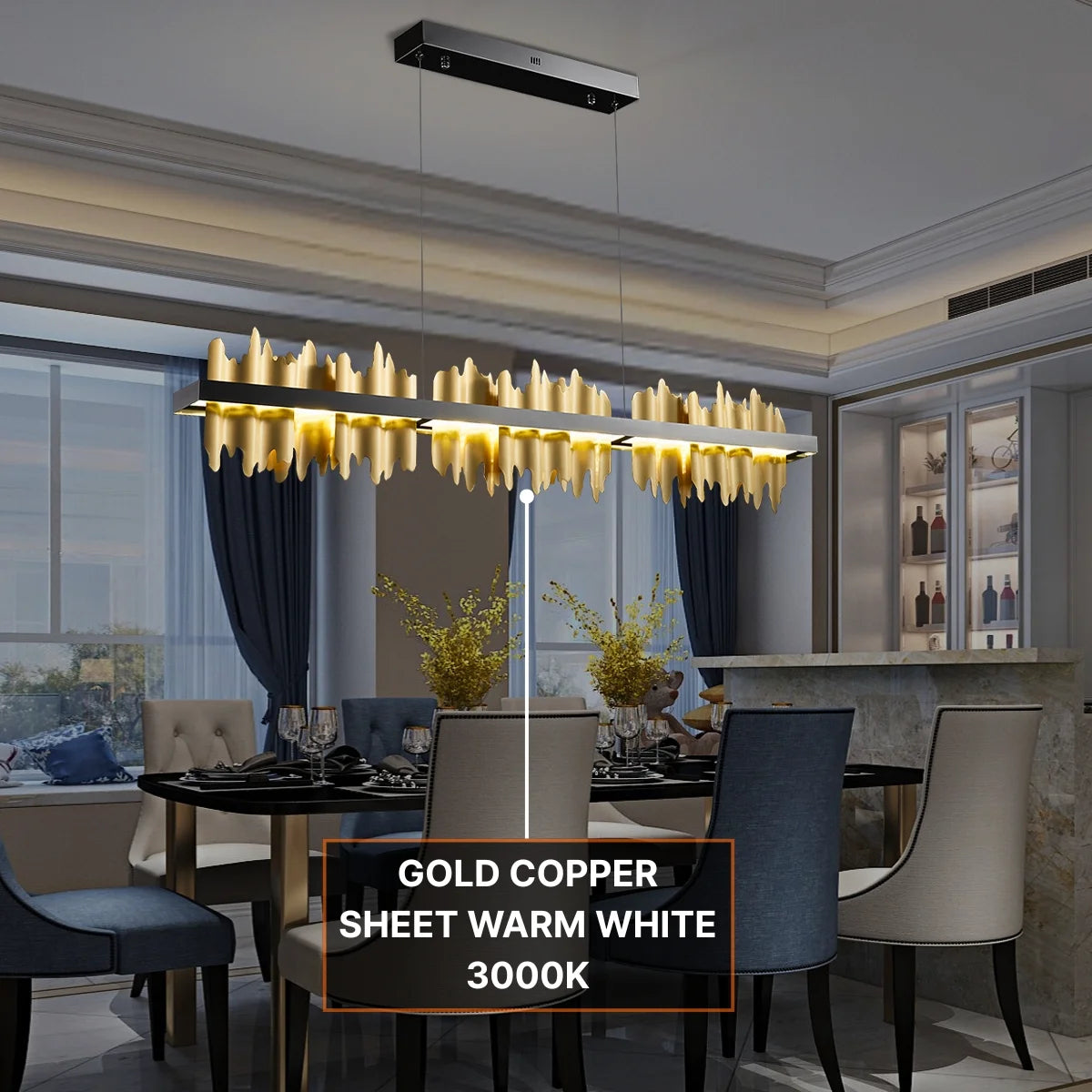 gold linear chandelier