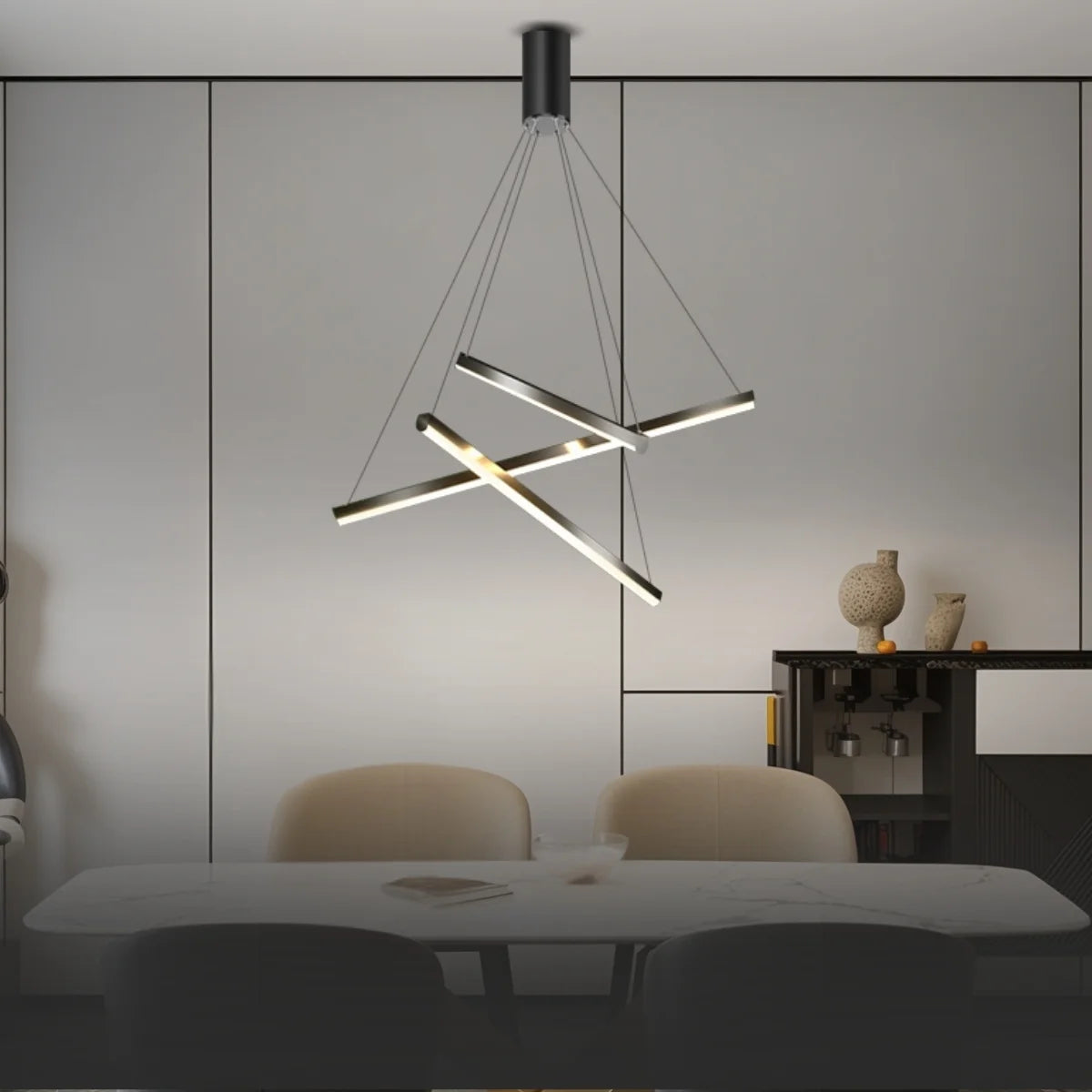 linear chandelier dining room