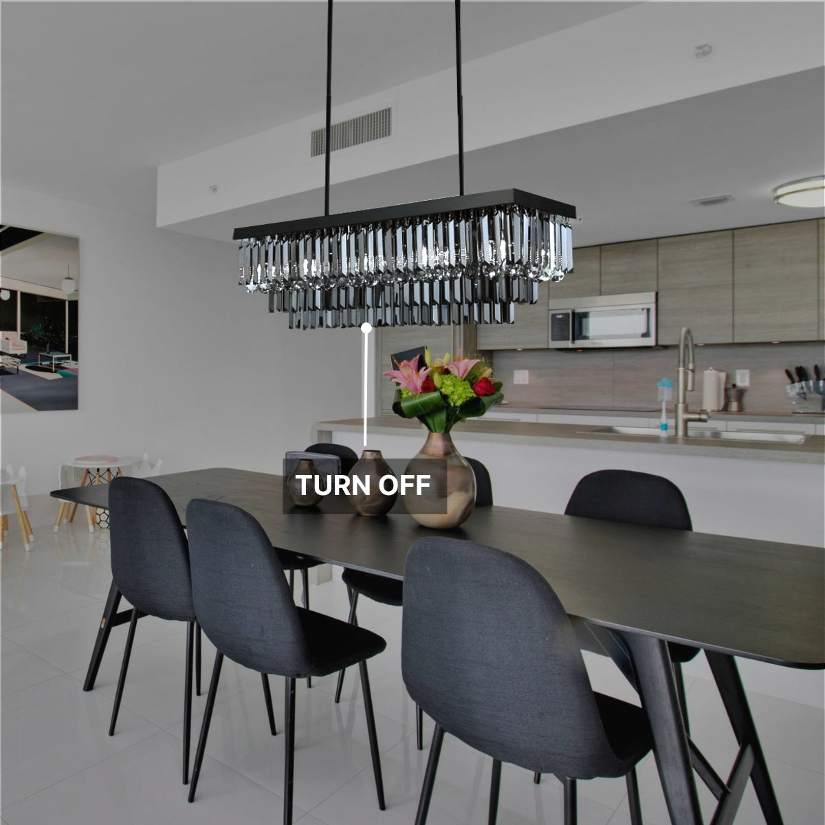 linear crystal chandelier black