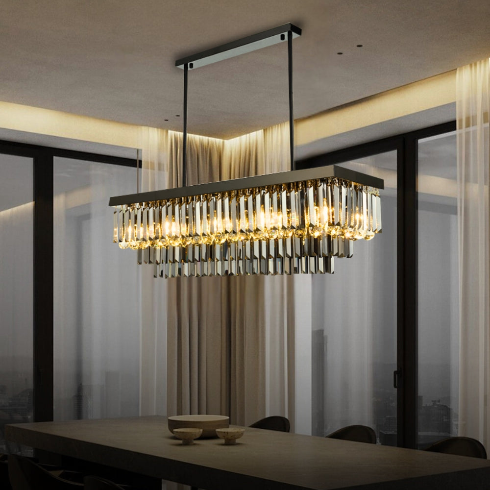linear crystal chandelier black