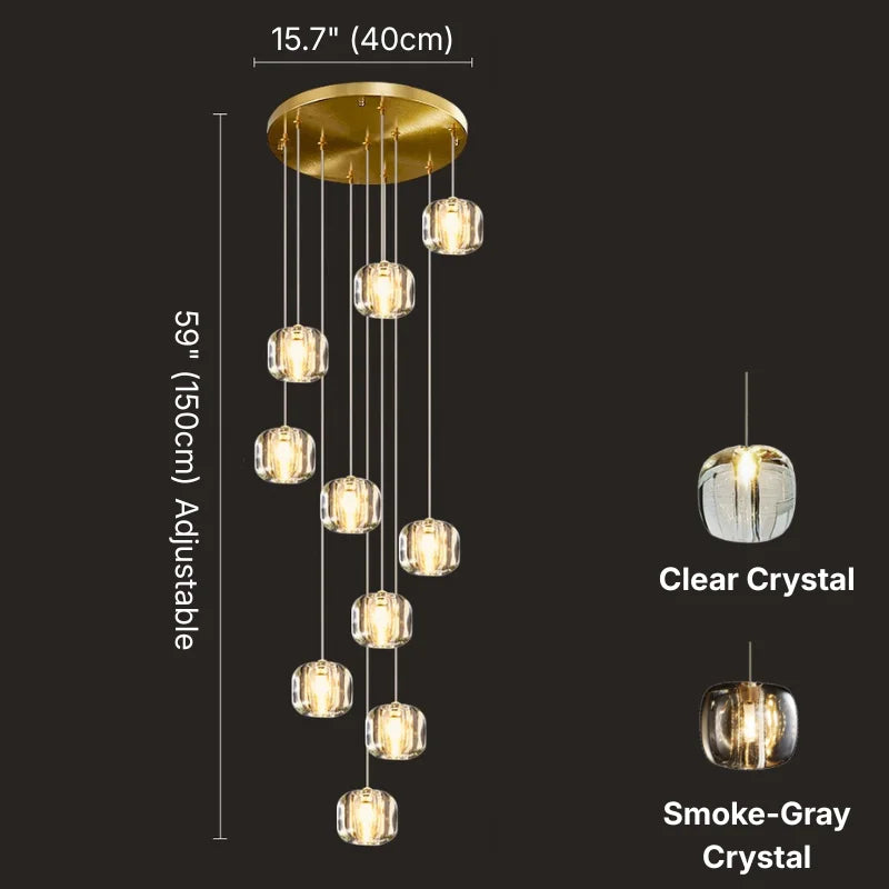 spiral design staircase chandelier