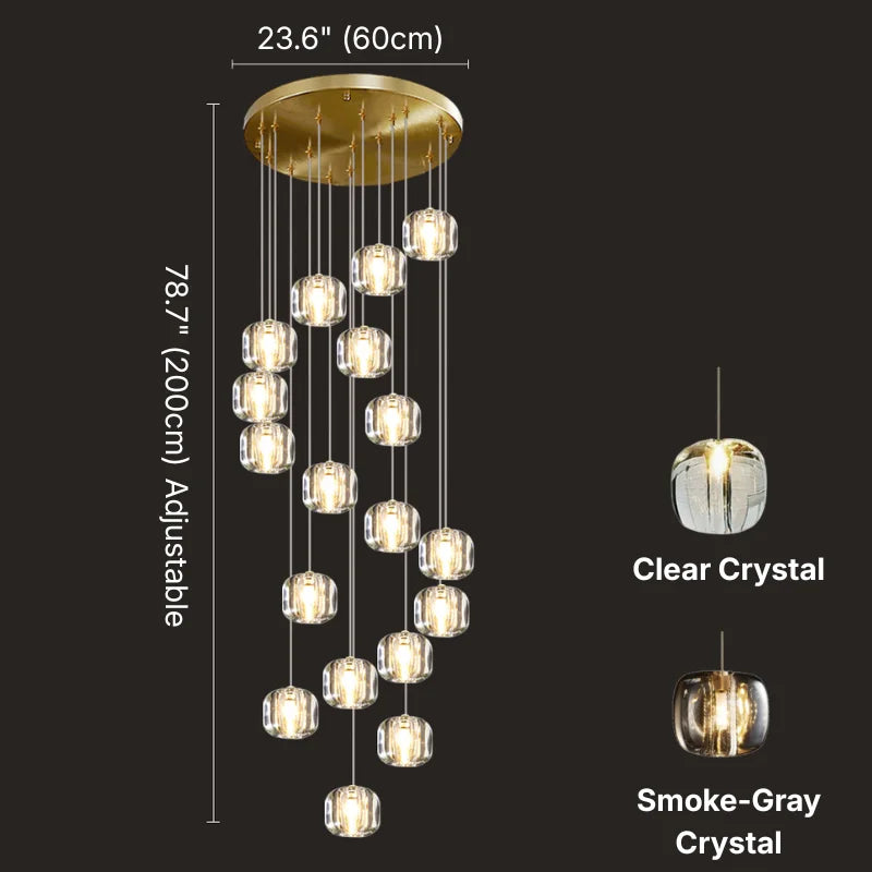 spiral design staircase chandelier