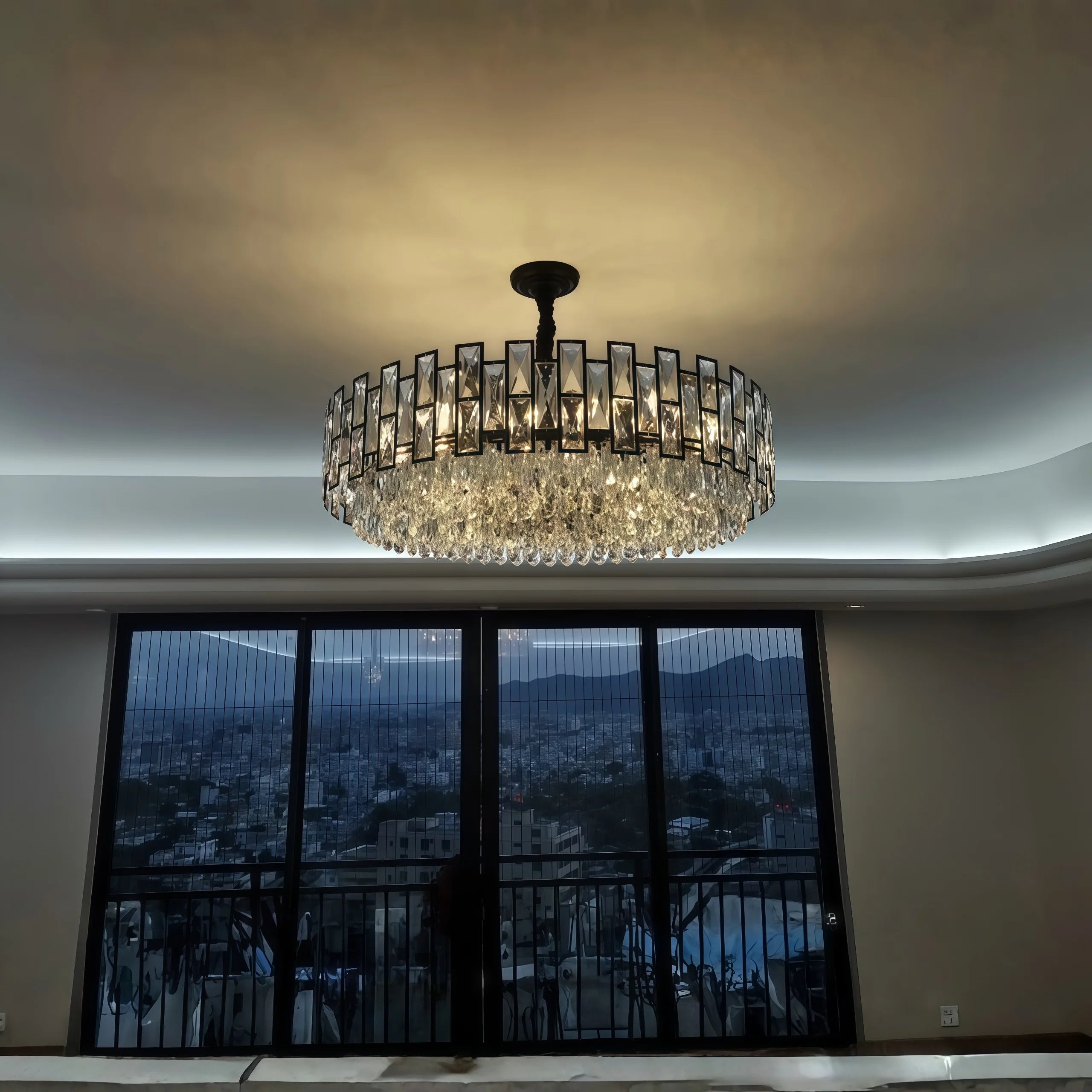 modern black crystal chandelier for living room