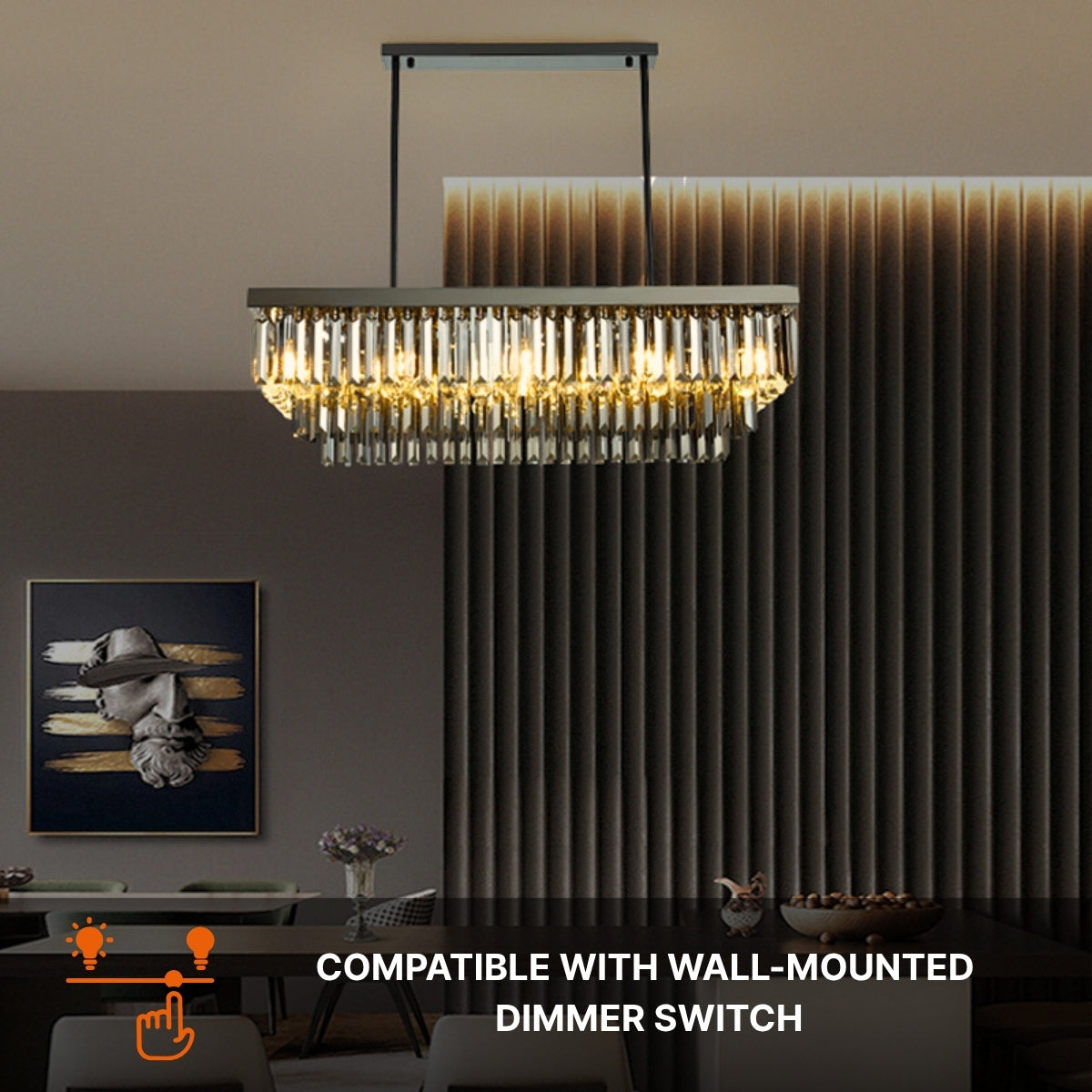 modern black crystal dining chandelier