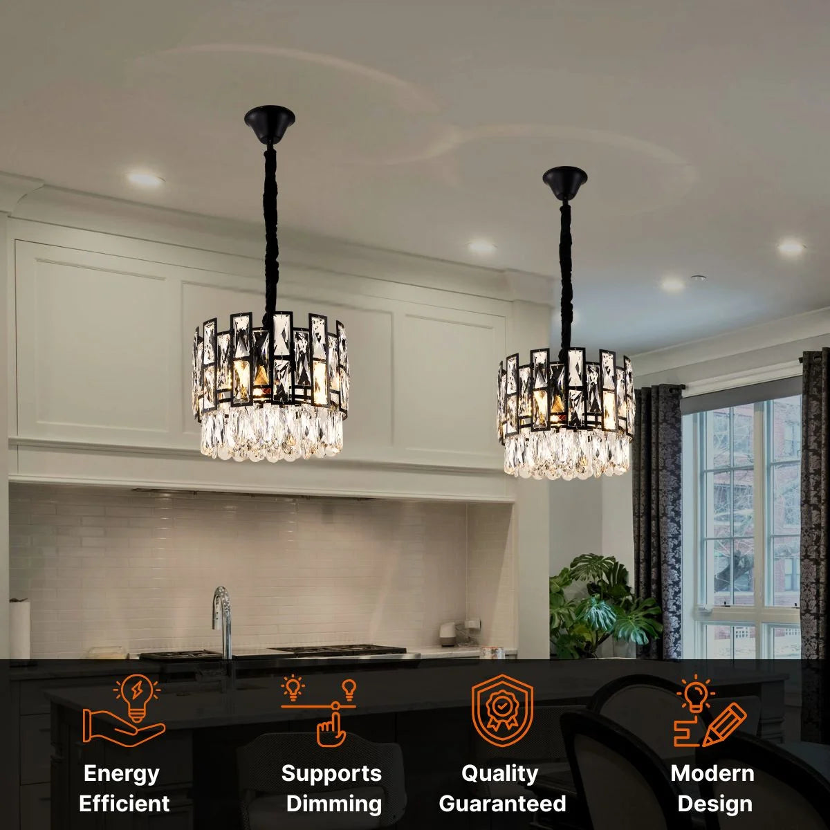 modern crystal light for kitchen island