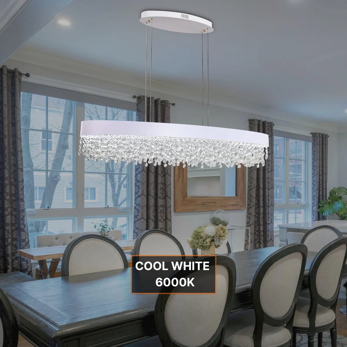 oval crystal pendant light