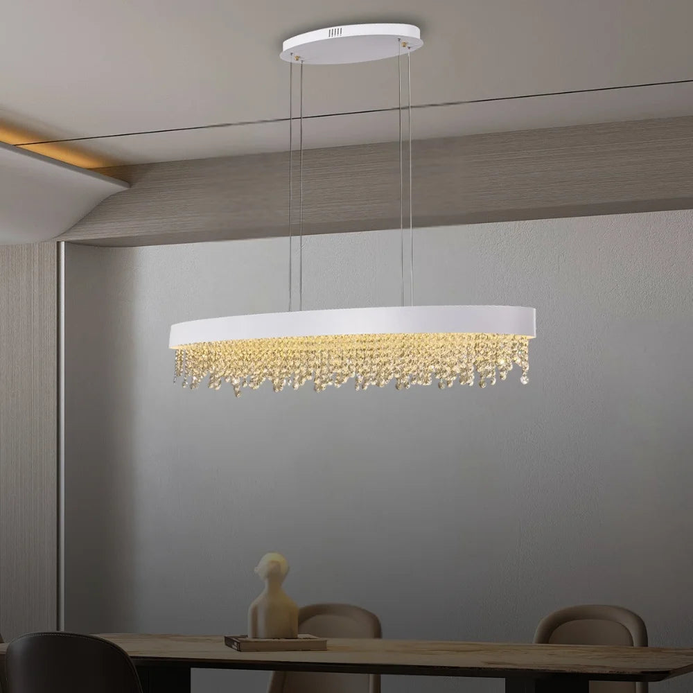 oval crystal pendant light