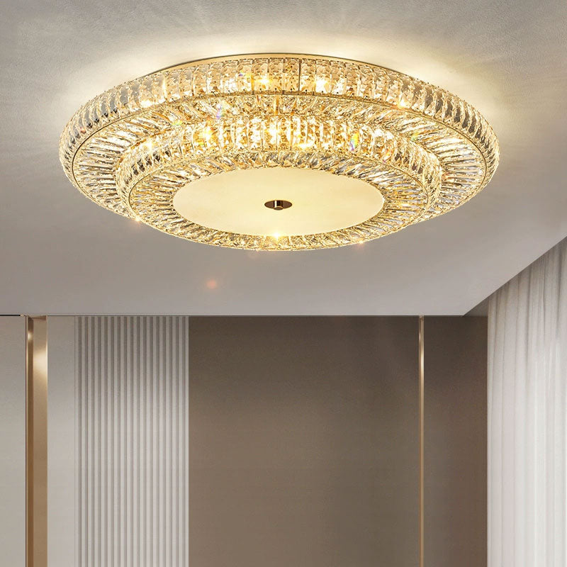 Golden round crystal living room ceiling light Crown Ceiling video