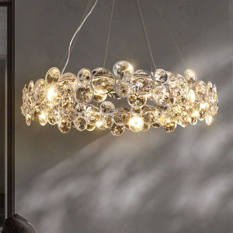 Round crystal chandelier for living room
