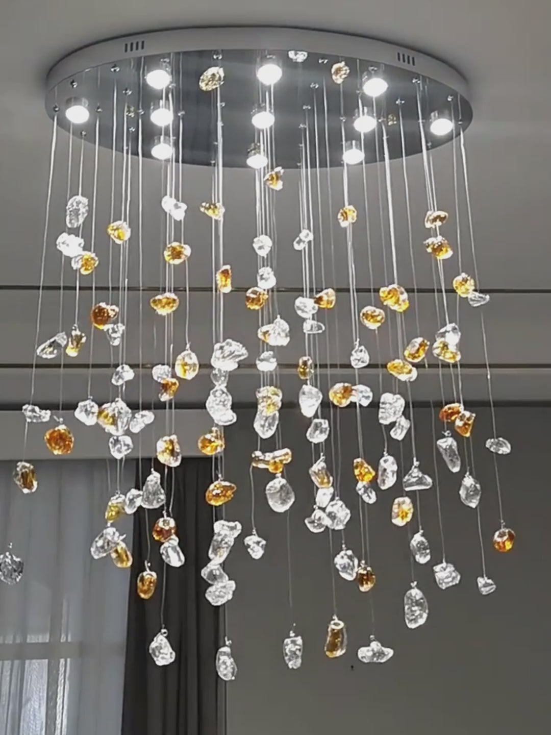 Stone Chandelier-Luxury Creative Colorful Stones Ceiling Chandelier video