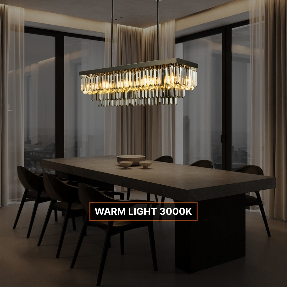 rectangular crystal chandelier for dining room