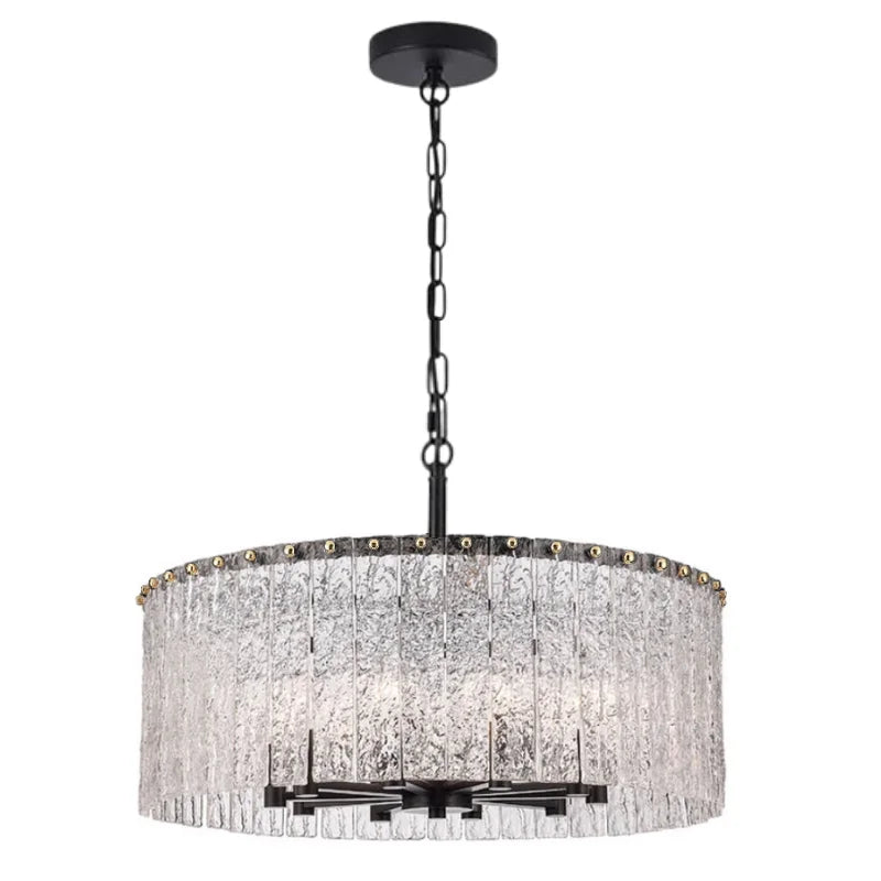 round black glass chandelier
