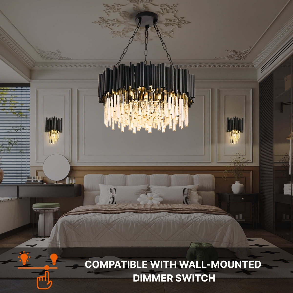 round chandelier cover with crystals