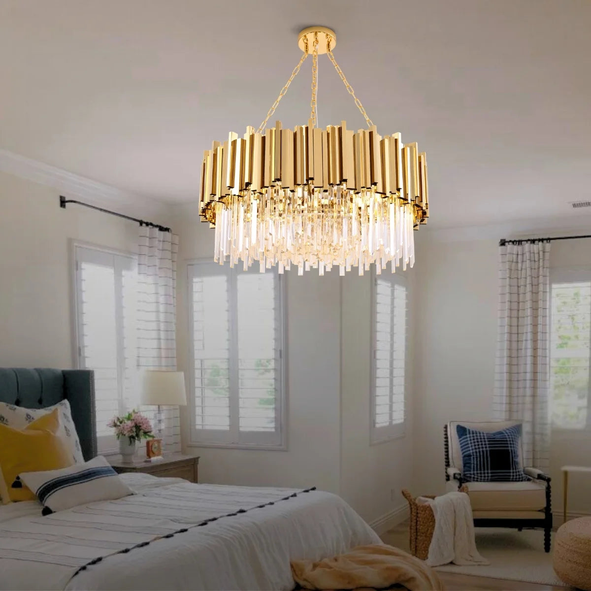 round gold crystal chandelier