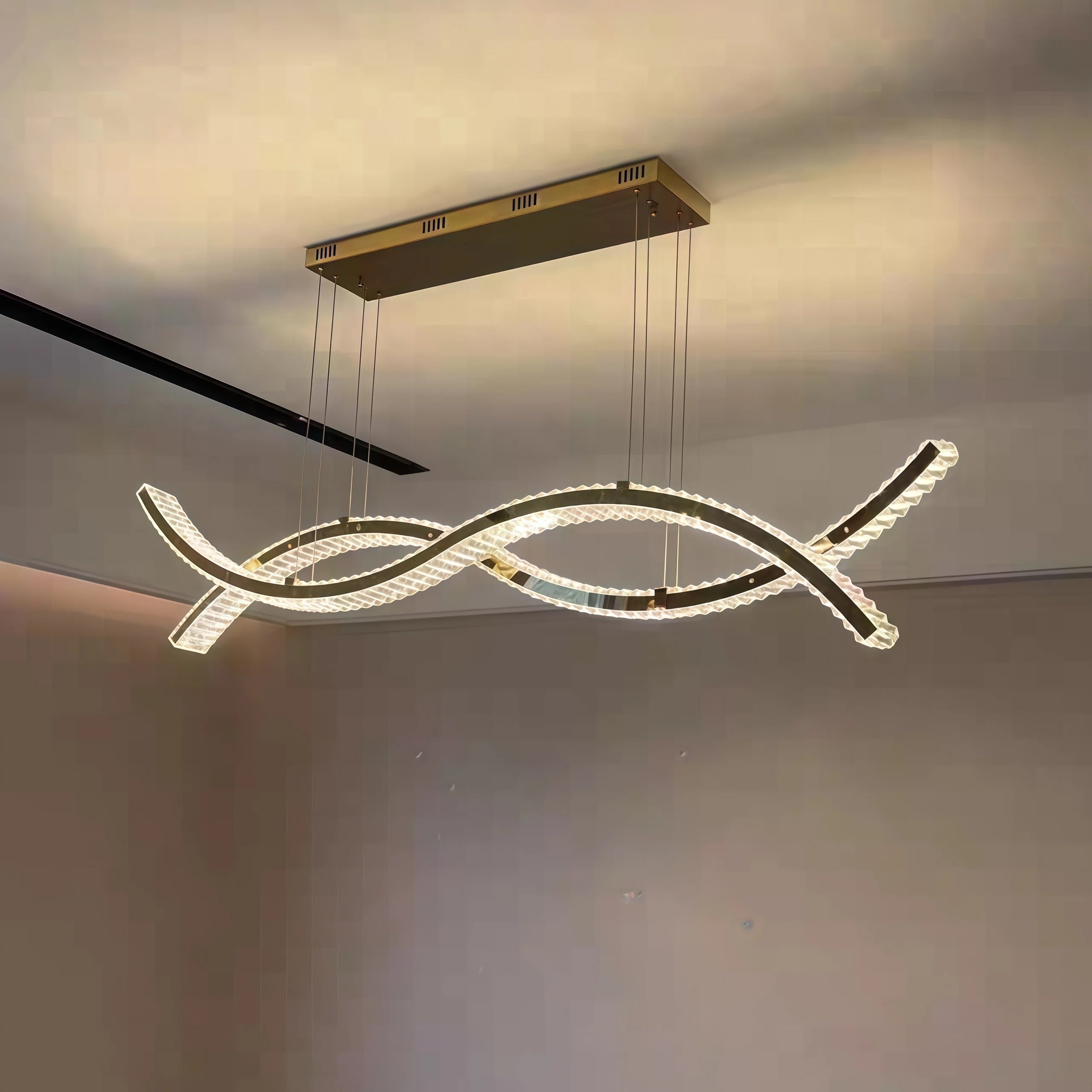 wave design modern gold crystal chandelier