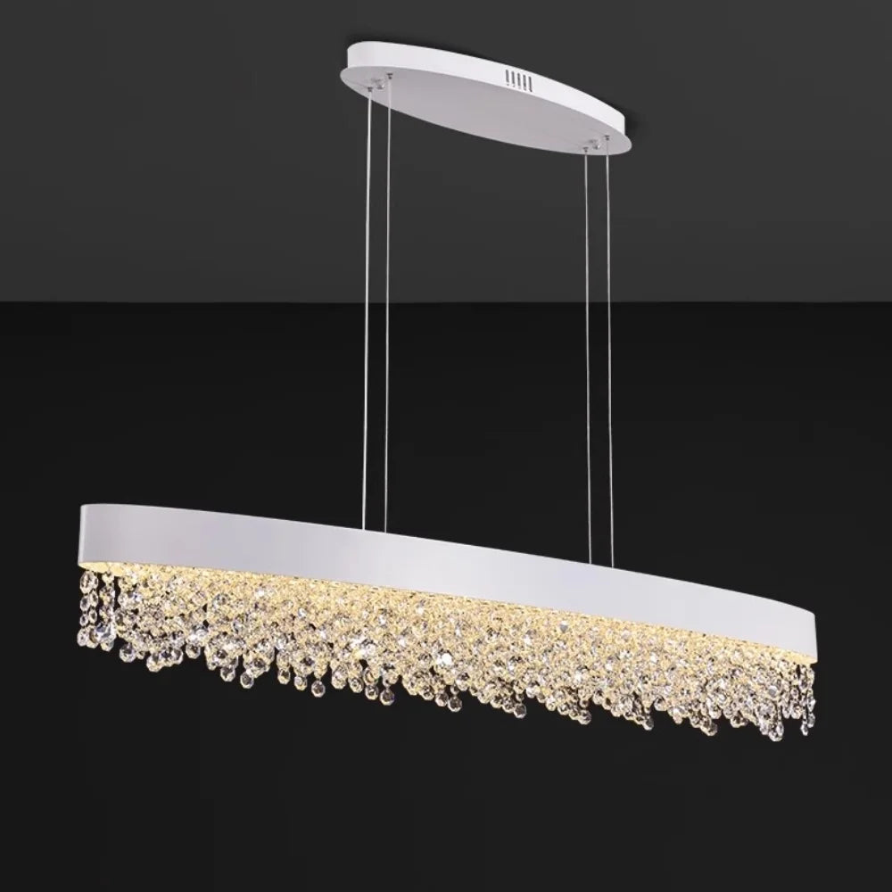 white crystal dining light fixture
