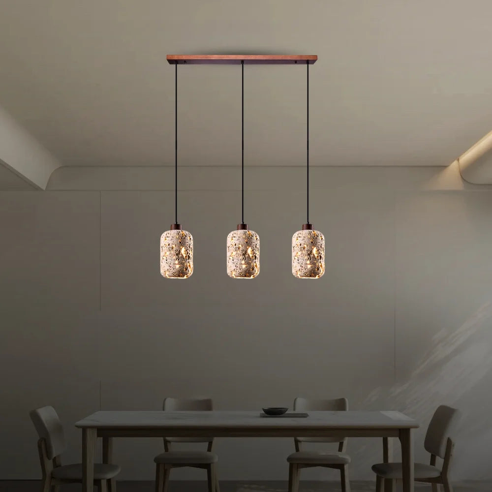 wood cylinder pendant lamp