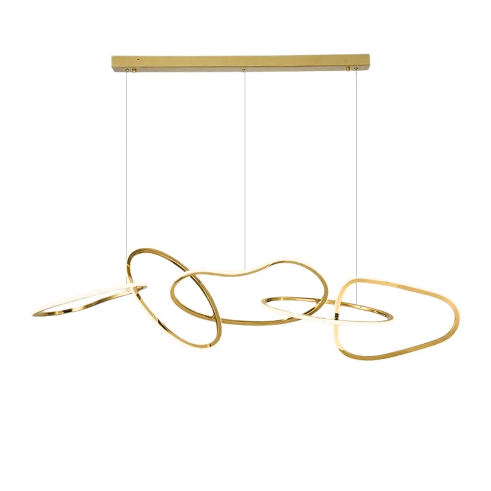 How to match light fixtures to your interior style - Arcus modern gold ring pendant light over dining table