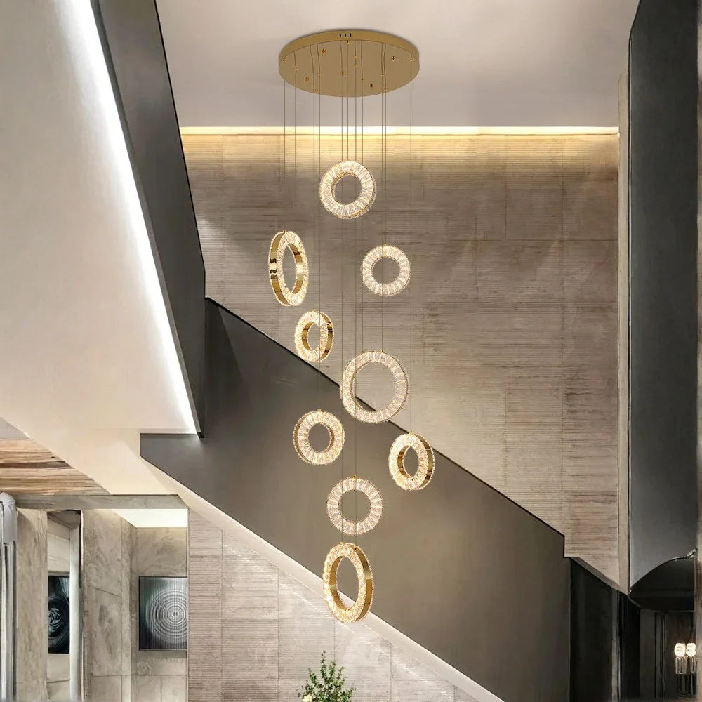 Large staircase chandelier for high ceiling