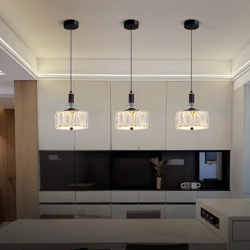 Small sinlge light gold crystal pendant lamp
