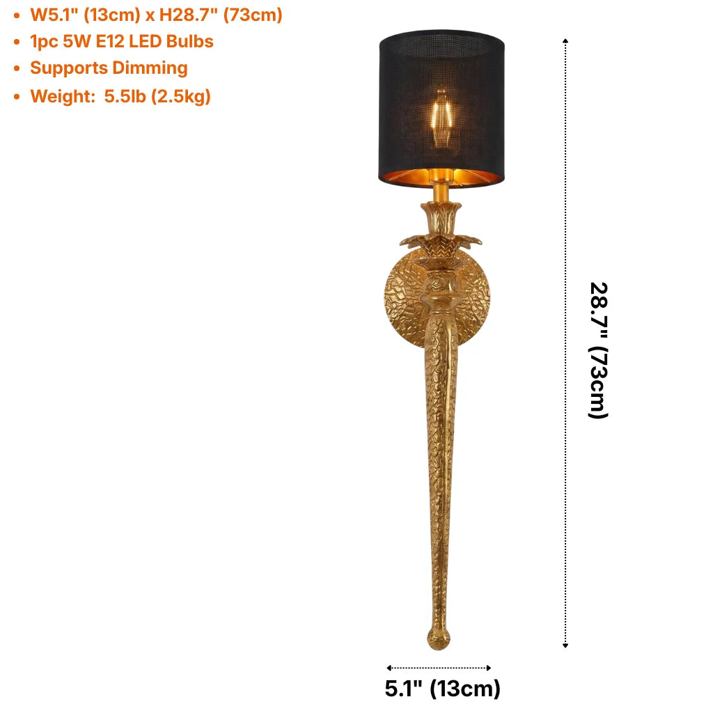 Elyra Luxury Black & Gold Wall Sconce for Bedroom & Hallway
