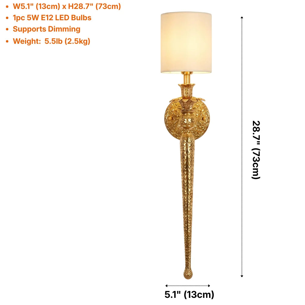Elyra Luxury Black & Gold Wall Sconce for Bedroom & Hallway