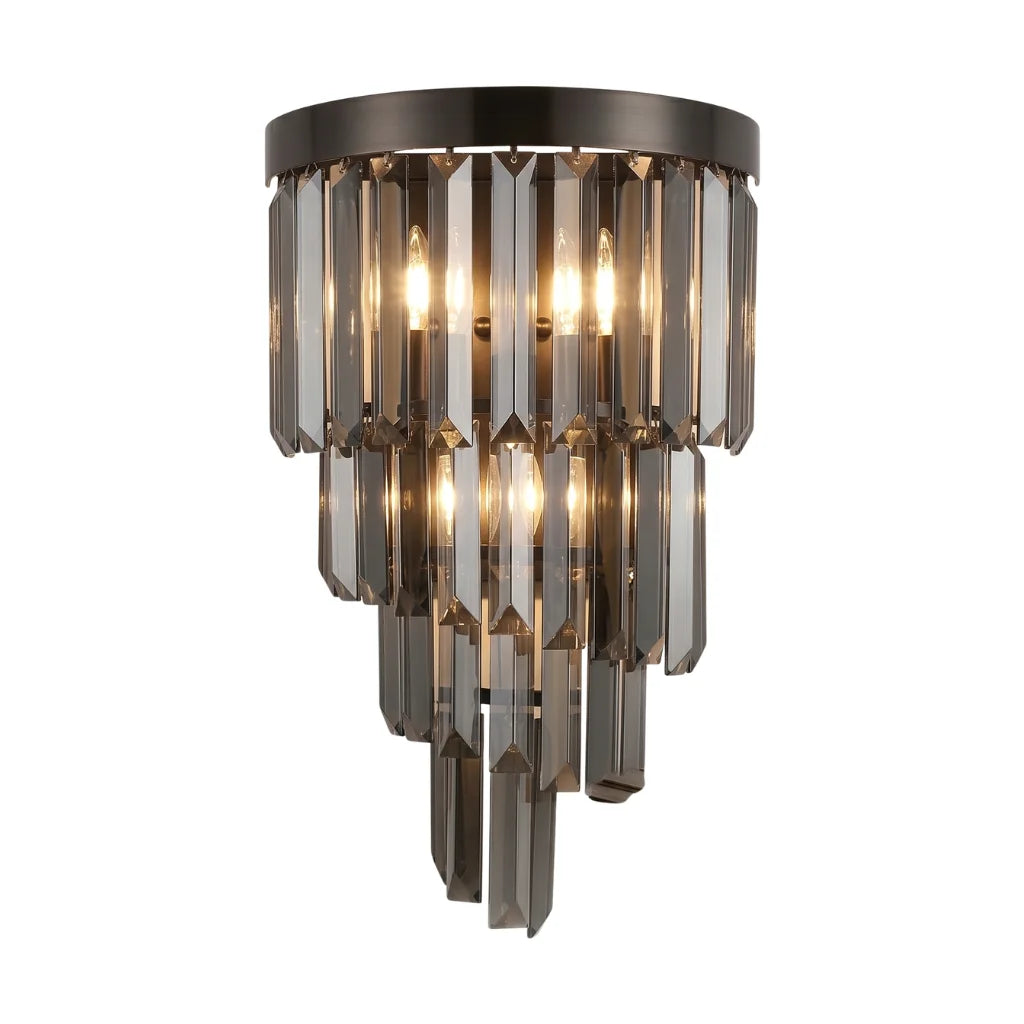 Noir Modern Black Crystal Wall Sconce for Bedroom & Hallway