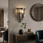 Noir Modern Black Crystal Wall Sconce for Bedroom & Hallway