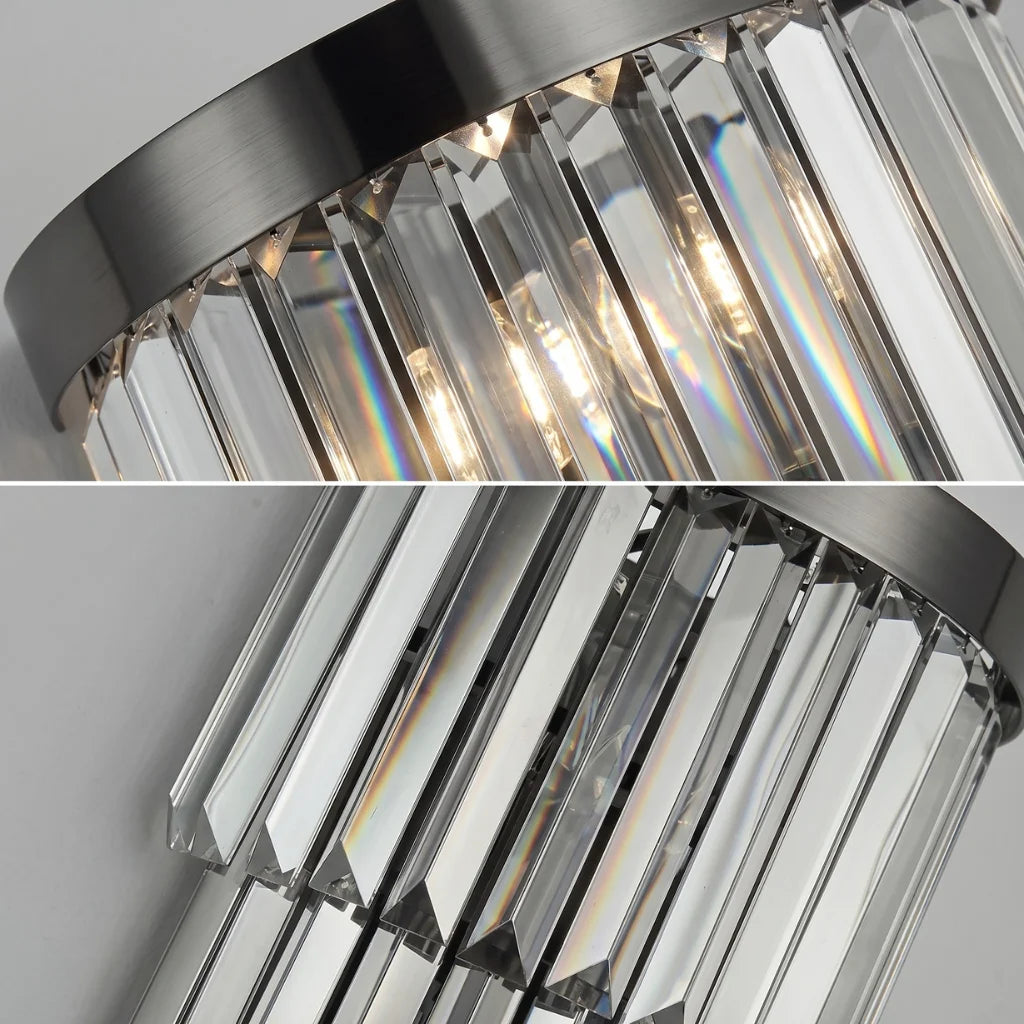 Noir Modern Black Crystal Wall Sconce for Bedroom & Hallway