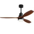 Vento 52 inch modern wooden ceiling fan chandelier with LED light front view on white background