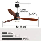 Vento wooden ceiling fan chandelier with remote control in living room setting