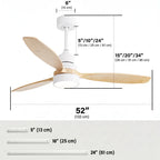 Vento 52 inch ceiling fan chandelier wood blades detail close-up