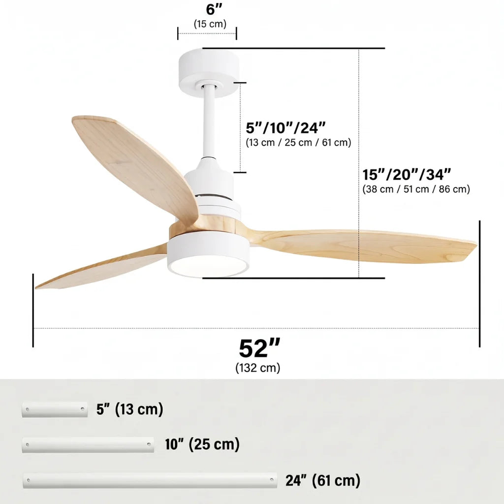 Vento 52 inch ceiling fan chandelier wood blades detail close-up