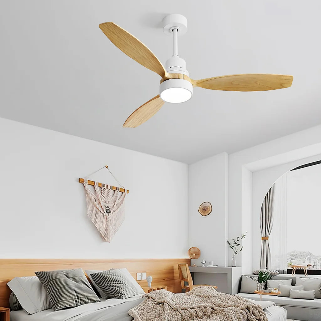 Vento modern ceiling fan with light in dining room setting