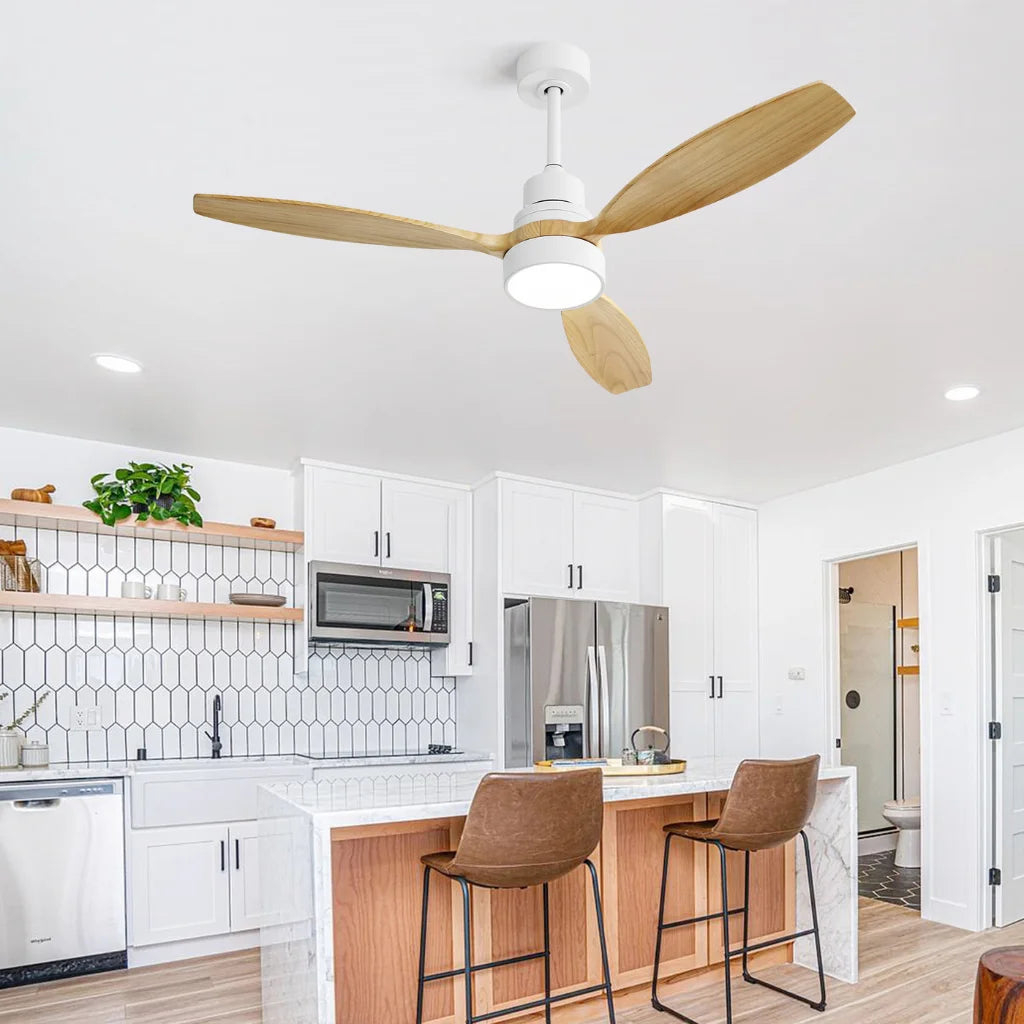 Vento wood ceiling fan chandelier motor housing detail