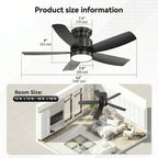Alto 42 Inch Flush Mount Ceiling Fan Chandelier side profile view showing blade span