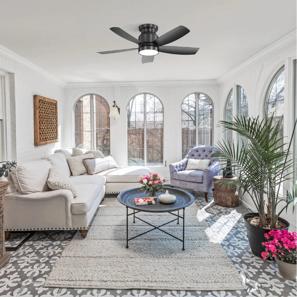 Alto 42 Inch Flush Mount Ceiling Fan Chandelier LED light detail — flush mount close-up