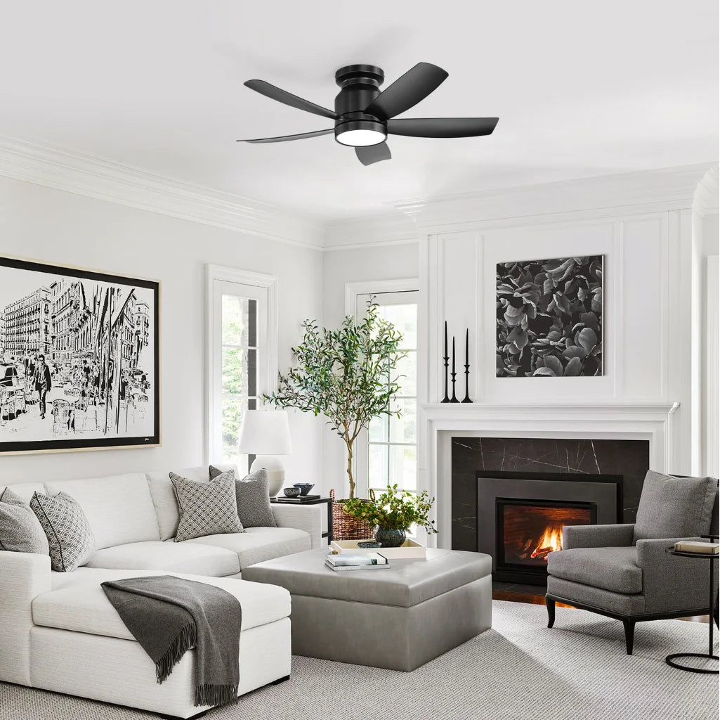 Alto 42 Inch Flush Mount Ceiling Fan Chandelier three-quarter angle on white background