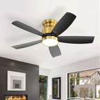 Alto 42 Inch Flush Mount Ceiling Fan Chandelier fan blades detail — wood grain texture